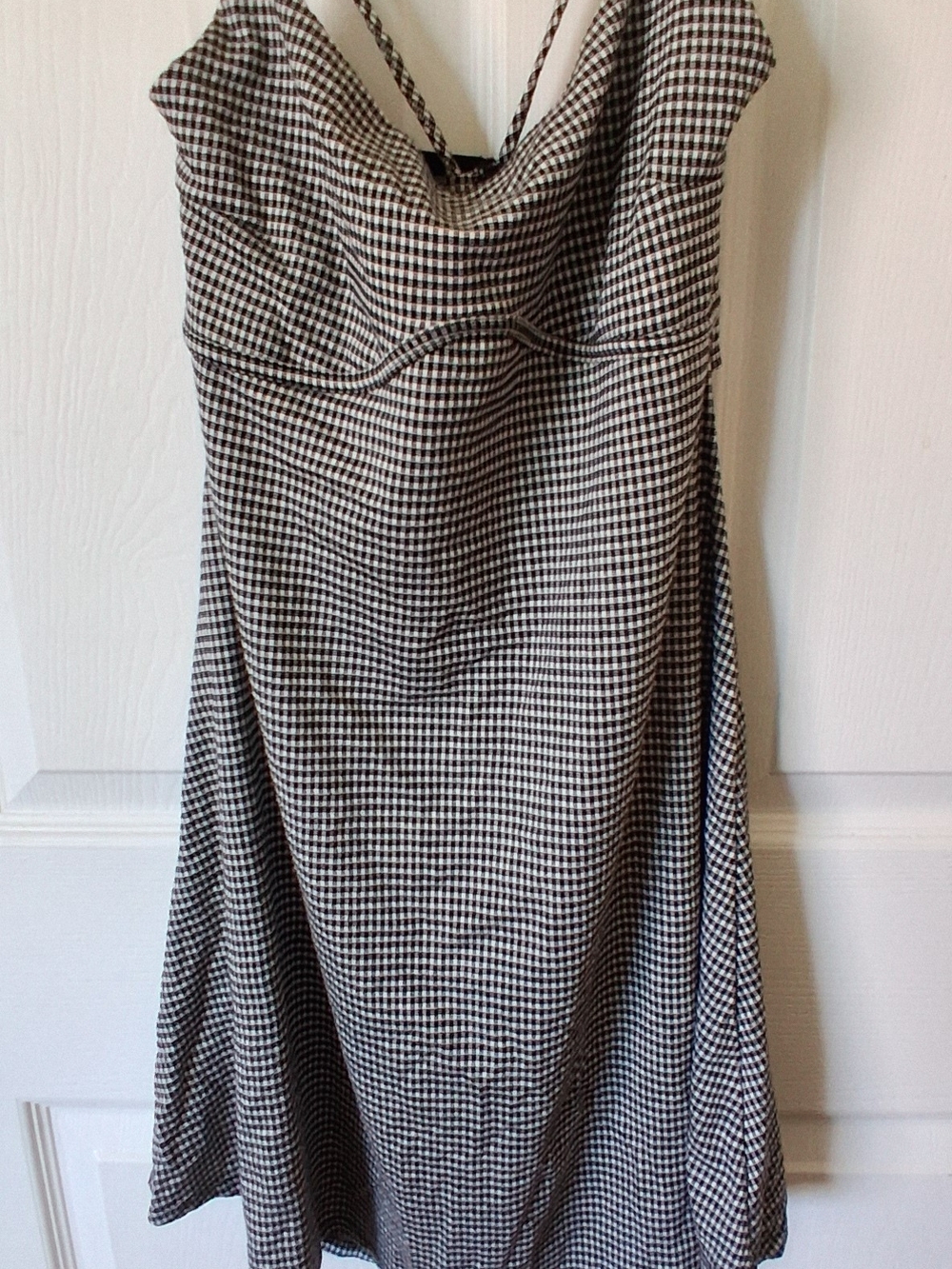 Black and White Gingham Sweetheart Midi Dress